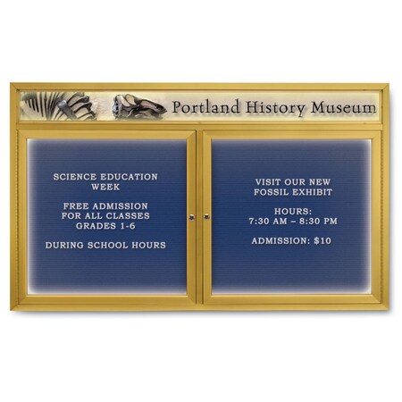 United Visual Products Indoor Enclosed Combo Board, 42"x32", Gold Frame/Blue & Buff UVCB4232G-BLUE-BUFF